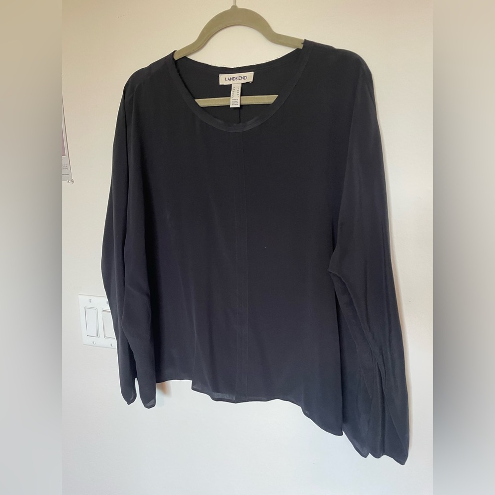 Lands End long sleeve silk blouse size 2